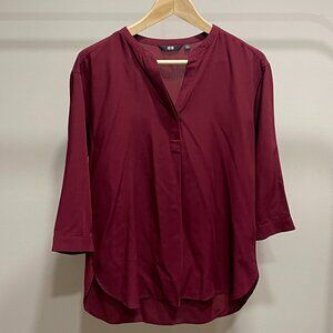 Uniqlo Half-Long Sleeve Shirt - Size S - Maroon